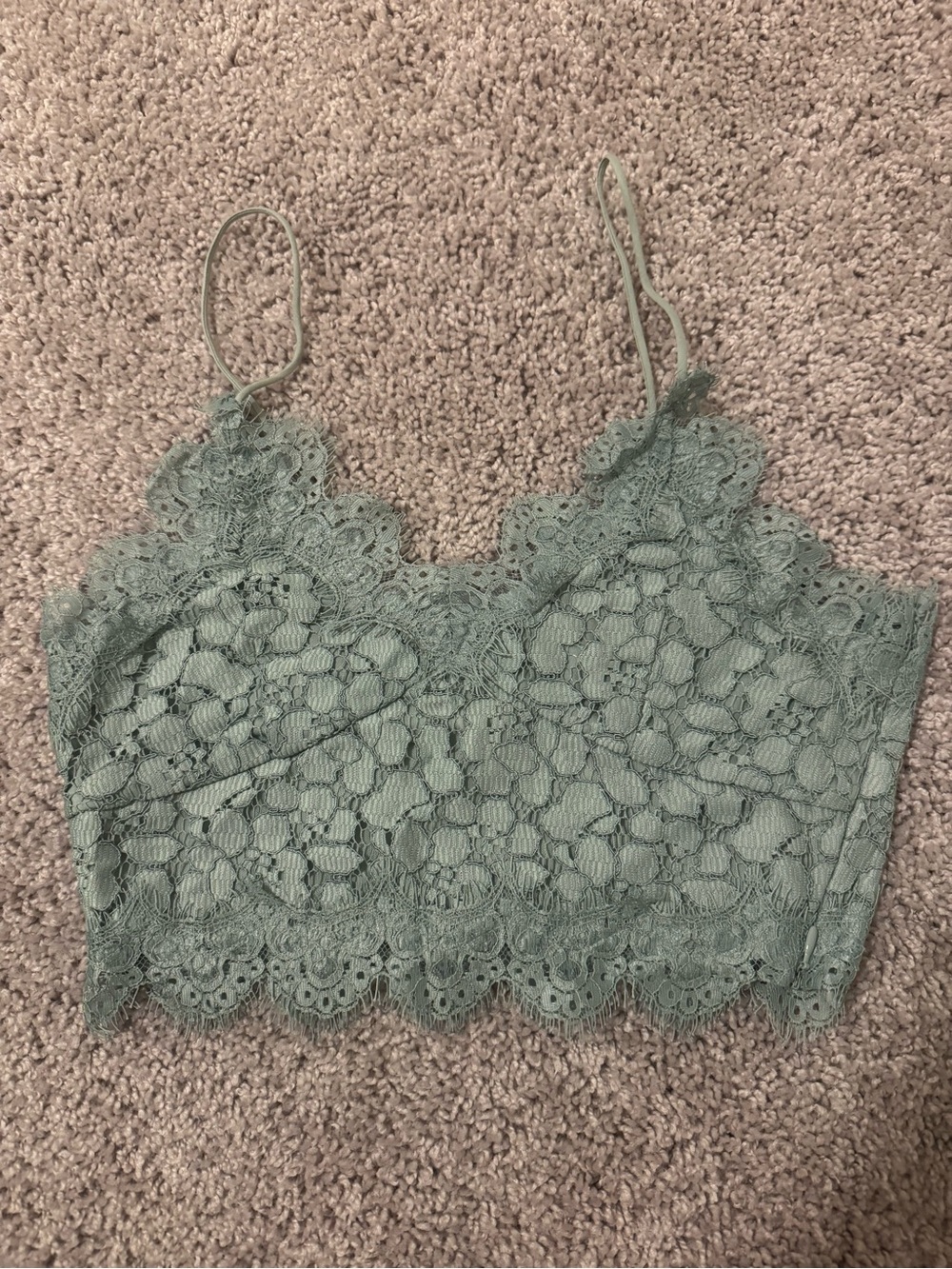 H&M Lace Bralette Crop Top in Sage Green
